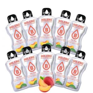 BOLERO Ice Tea Pêche 10 sticks 8g poudre boisson sans sucre à la Stevia Faible en calories sans colorant ni conservateur