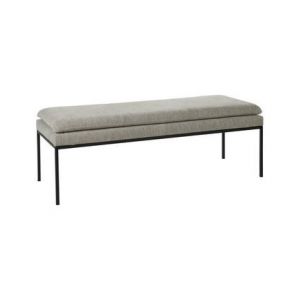 Pomax Banc bout de lit en metal et en tissu L : 122 x P : 46 x H : 43 cm GALLET Gris