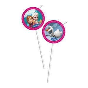 6 pailles médaillon Reine des Neiges