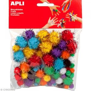 Image de APLI Pompons Multicolore brillant - 78 pcs