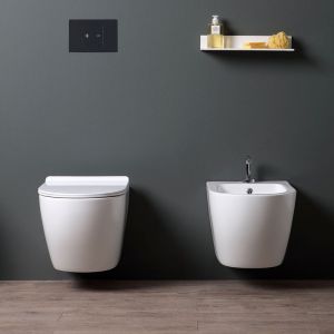 Image de Kiamami Valentina ENSEMBLE SANITAIRE SUSPENDU EN CÉRAMIQUE BIDET ET WC AVEC ABATTANT | FOLK