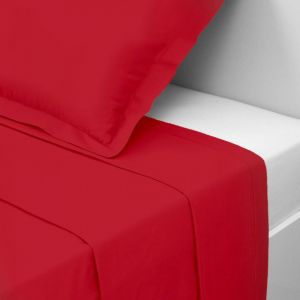 Drap plat polycoton TERTIO - Rouge Carmin