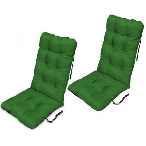 SuperKissen24 Coussin Dossier pour Chaise Longue, Siège, Banc de Jardin - Lot de 2-123x48 cm - Bain de Soleil - imperméable - Vert