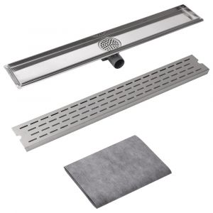 Caniveau drain de douche linéaire 830 x 140 mm acier inoxydable 02_0003055