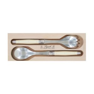 André Verdier Service à salade 2 pièces inox ivoire Beige