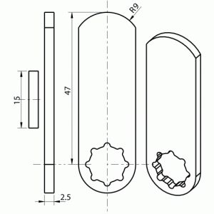 Ronis - Came 15929-36 pour serrure 1700-57 et 14200-01 longueur 47mm épaisseur 2,5mm