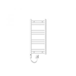 ECD Germany Radiateur avec Élément Chauffant Électrique 600W - 400 x 800 mm - Blanc - Connexion Latéral - Forme Courbé - Kit de Montage Mural Inclus - Sèche-Serviettes Sahara pour Salle de Bain