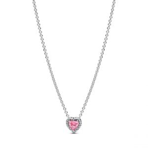 Pandora Collier Cœur Surélevé Rose - Taille 45 cm