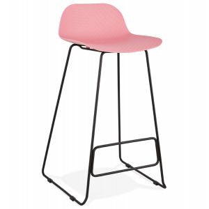 Image de Alter Ego Tabouret de bar design 'BABYLOS' rose avec pieds en métal noir