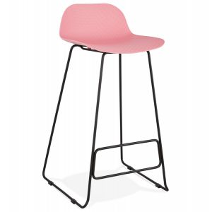 Image de Alter Ego Tabouret de bar design 'BABYLOS' rose avec pieds en métal noir