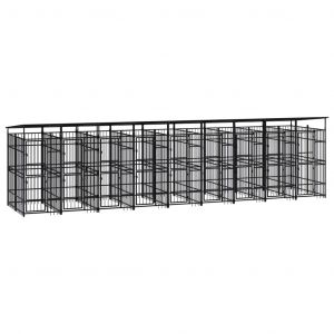 VidaXL Chenil d'extérieur avec toit pour chiens Acier 16,59 m²