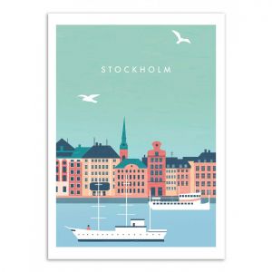 Image de Wall Editions Affiche Stockholm Katinka Reinke multicolore