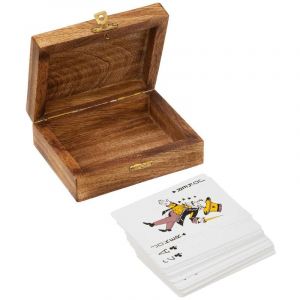 Atmosphera Jeu de Cartes en Bois "Odile" 11cm Marron