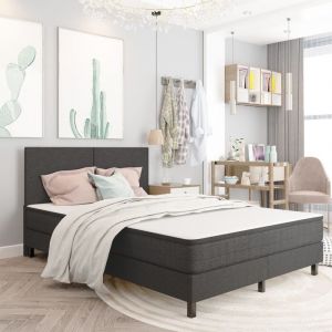 VidaXL Sommier tapissier Gris foncé Tissu 160x200 cm