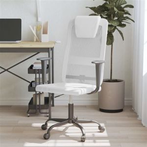 VidaXL Chaise de bureau blanc tissu en maille et similicuir