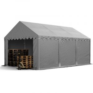 Intent24 Tente de stockage 3x6 m abri bâche PVC 700 N imperméable gris - gris