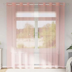 VidaXL Rideaux en voile avec &oelig;illets 2 pcs rose 140x245 cm rideau en filet rideau transparent voile de fen&ecirc;tre 4102098
