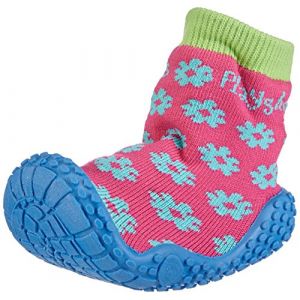 Image de Playshoes Chaussettes de bain filles fleurs rose/bleu