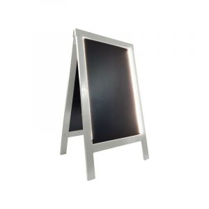 Interface Plv - Chevalet stop trottoir bois couleur gris c&eacute;rus&eacute; de dimensions 127 x 75 cm avec &eacute;clairage led et batterie 9 800 mAh - Gris C&eacute;rus&eacute;