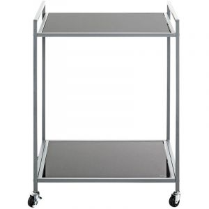 Table de desserte en verre et acier coloris gris - longueur 50 x profondeur 36 x hauteur 69 cm - PEGANE -