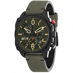 Avi 8 Hawker Hunter Homme 45mm Bracelet Cuir Vert Quartz Montre AV-4052-08