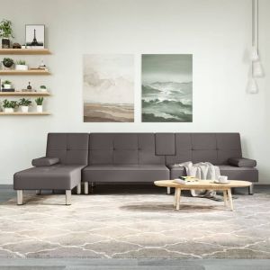 VidaXL Canap&eacute;-Lit En Forme De L Gris 255x140x70 Cm Similicuir