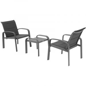 Hesperide Salon de jardin duo Elyn anthracite & graphite 2 places en aluminium - Anthracite / graphite
