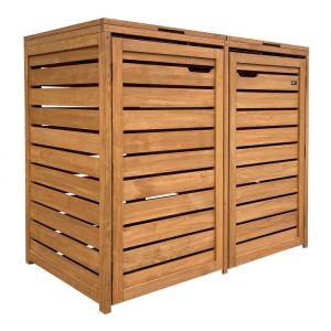 Axi Lex Cache Poubelle en Bois Marron - Abri poubelle pour 2 conteneurs - Max. 240L - Abri Poubelle Extérieur avec Excellente Ventilation