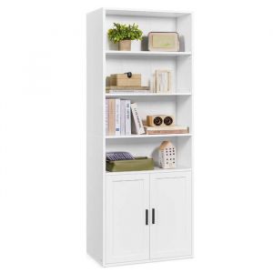 Biblioth&egrave;que &eacute;tag&egrave;re haute sur 6 niveaux avec porte meuble de rangement ouvert 24 x 60 x 175 cm pour salon bureau salle &agrave; manger blanc