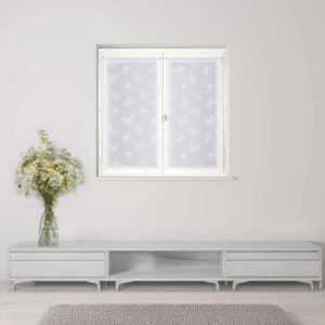 Paire de vitrage &eacute;tamine brod&eacute;e lurex 60x160 blanc
