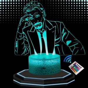 Lampe de Chevet 3D LED - Johnny Hallyday - Veilleuse Tactile - 16 Couleurs - T&eacute;l&eacute;commande - Design Contemporain