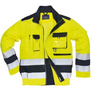 Image de Portwest Blouson multipoches Haute Visibilité Lille Classe 3 Jaune / Marine 3XL