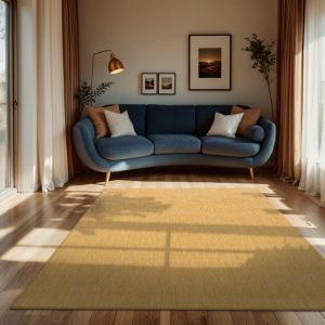 Paco Home Tapis Int&eacute;rieur Et Ext&eacute;rieur Balcon Terrasse Tapis Cuisine Monochrome Mouchet&eacute;, Dimension:200x280 cm, Couleur:Jaune