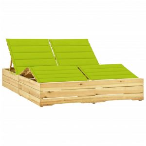 VidaXL Chaise longue double et coussins vert vif Bois de pin imprégné Vert