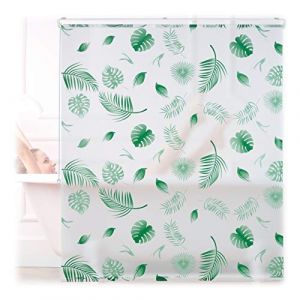 Relaxdays Store de Baignoire, 140 x 240 cm, Rideau de Douche Hydrofuge, Plafond & fenêtre, Pare-Bain, Blanc/Vert