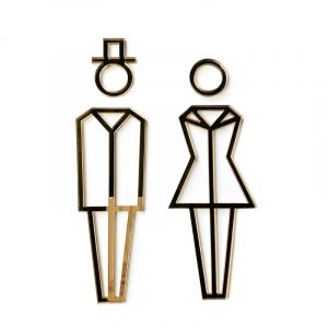 PIctogramme WC Hommes . Femmes relief en plexi - Plexi miroir or