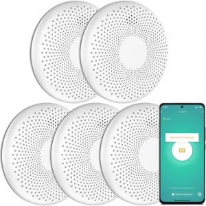 Aroha Smart Connect D&eacute;tecteur Combin&eacute; avec Fum&eacute;e et Monoxyde de Carbone Connect&eacute; - Batterie de 10 Ans - WiFi avec Tuya & Smartlife App - 5 pi&egrave;ces