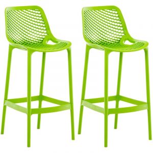 CLP Lot de 2 Tabourets de bar Air en Plastique Résistante aux intempéries, Vert