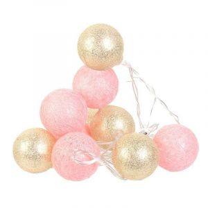 T Home Deco Factory Guirlande l ineuse boules colorées 10 LED 1,92 m rose, doré Rose, Doré