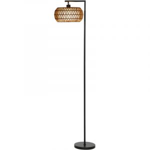 Homcom Lampadaire sur pied salon - dimmable, 3 temp&eacute;ratures de couleur, t&eacute;l&eacute;commande - acier et tissu TC - 52x33x170cm - noir