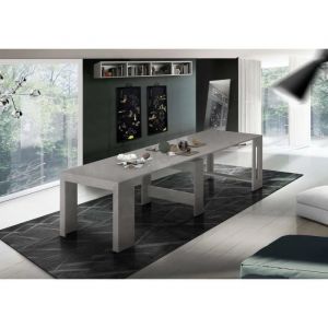 Image de Table à rallonge Dguigo, Console extensible jusqu'à 12 places, Table avec support d'extension, 100% Made in Italy, cm 51/300x90h77, Slate - Dmora