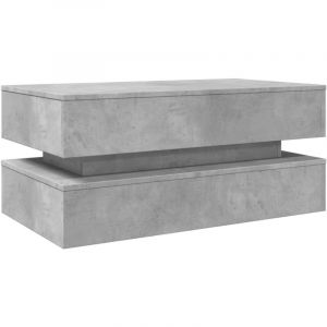 VidaXL Table basse avec lumières LED gris béton 90x50x40 cm