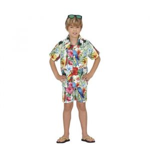 FIESTAS GUIRCA Déguisement pour Garçon Étoile Hawaïenne - Tenue de Fête d'Été avec Chemise et Short - Costume Aloha Majorque Costume pour Enfants Garçons - Garçons Âge 5-6 Ans