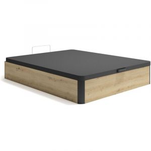 Vente-unique - Sommier coffre 160 x 200 cm - Naturel clair et noir - namosi de ysmée