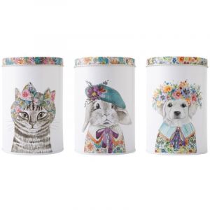Mikasa Tipperleyhill Ensemble de 3 Bo&icirc;tes de Rangement avec Couvercle Floral Vintage Tin Bo&icirc;tes D&eacute;coratives pour la Cuisine et la Maison de Stockage Color&eacute; Th&eacute; Caf&eacute; Menthe Biscuits Bidon, 10 x 15cm