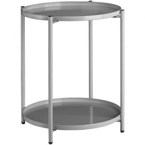 TecTake Table d&rsquo;appoint &agrave; 2 Niveaux OXFORD Style Industriel 45,5 x 45,5 x 53 cm Table Basse Ronde avec 2 Plateaux Amovibles - Gris