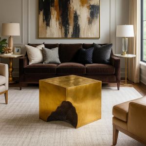 Table basse cubique Gumani Effet feuille d'Or