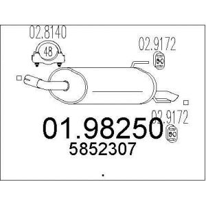 MTS Pot d'Échappement 01.98250 Silencieux Echappement,Silencieux Arrière OPEL,ASTRA H L48,ASTRA H GTC L08,ASTRA H Ranchera familiar L35