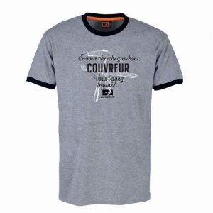 Bosseur Tee-shirt de travail Couvreur Gris chin&eacute; - Taille XXXL - 11533-006