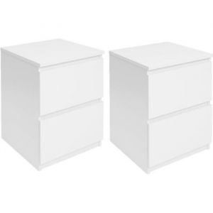 Idmarket ID MARKET - Lot de 2 tables de chevet bois blanc TOMI